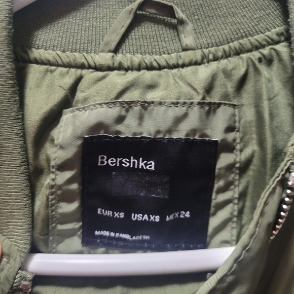 Bershka Olive Green Bomber Style Jacket XS - Picture 5 of 8